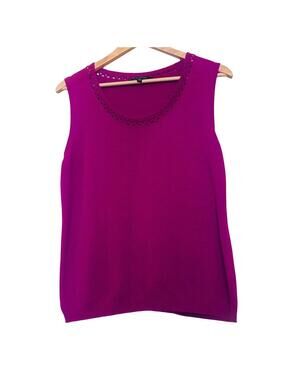 Evan Picone Petite XL Sleeveless Top Blouse Pink Semi Sheer Shell Work Career